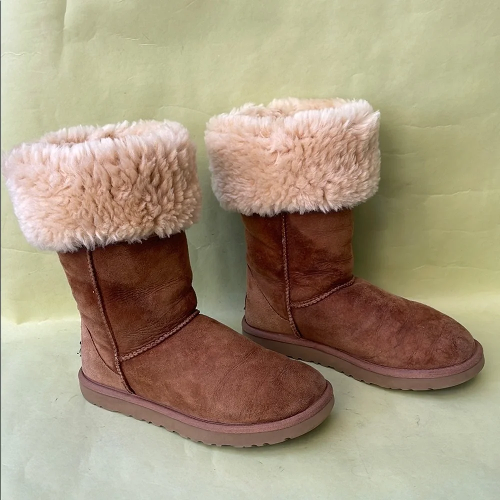 UGG Light Brown Winter Boots Plush Suede